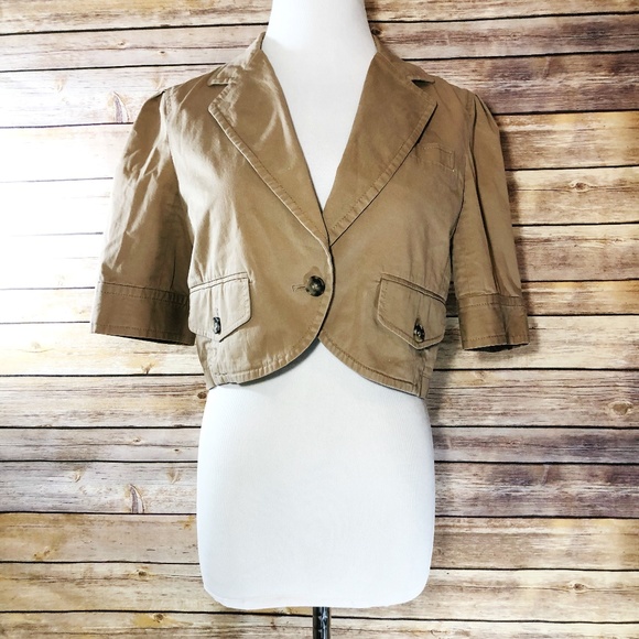 Theory Camel Brown Lelaini Cropped Blazer Jacket